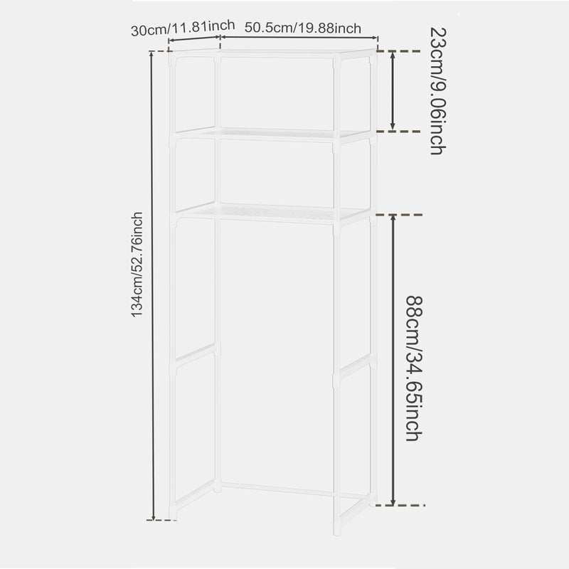 3-Tier Over-the-Toilet Storage Rack with Hooks