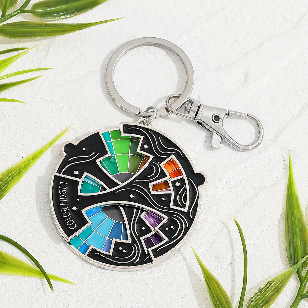 Tone Color Wheel Spinner Fidget Keychain