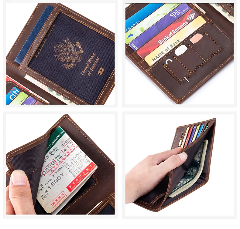 Vintage Genuine Leather Passport Holder with RFID Blocking