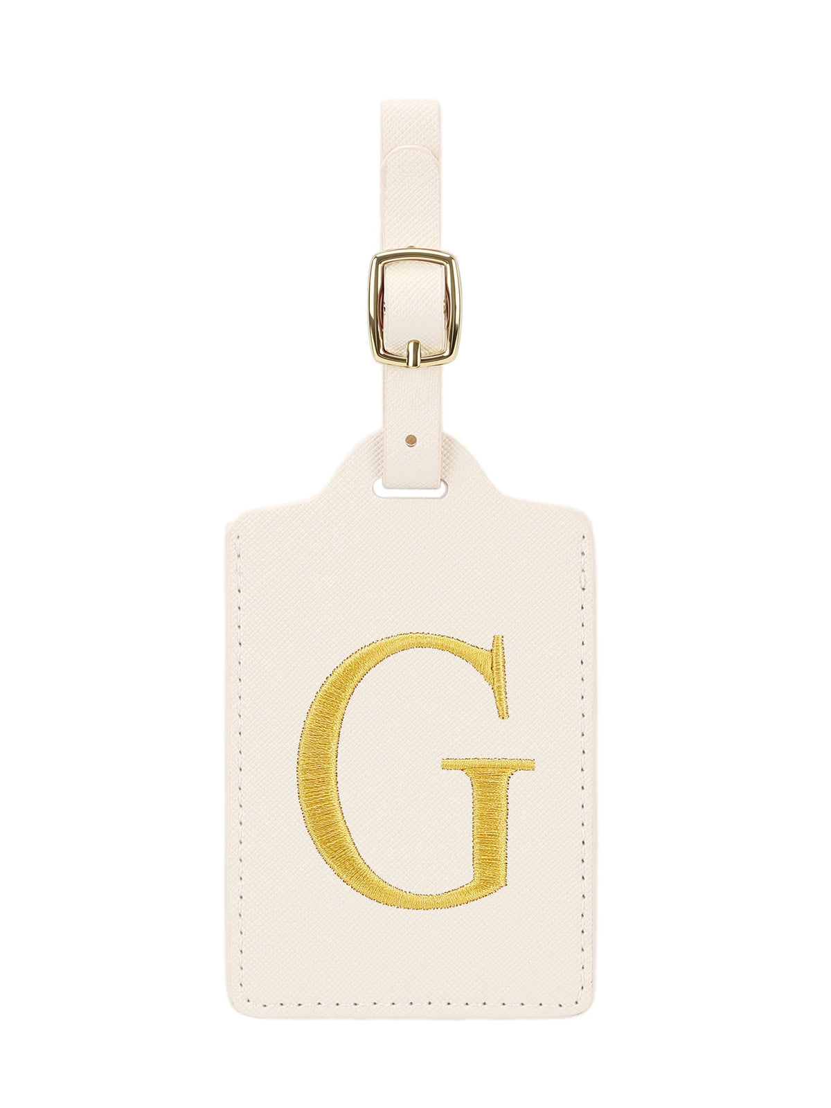 Personalized Embroidered Leather Luggage Tag with Letter Initial