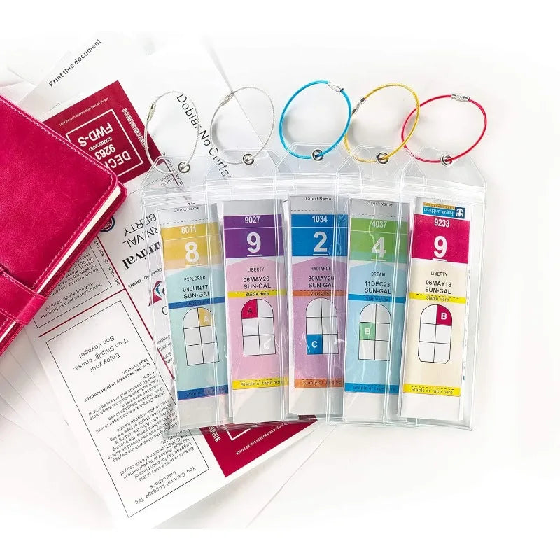 Cruise Luggage Tag Holders (Set of 5) - Fits Carnival, NCL, MSC, Princess & Royal Caribbean