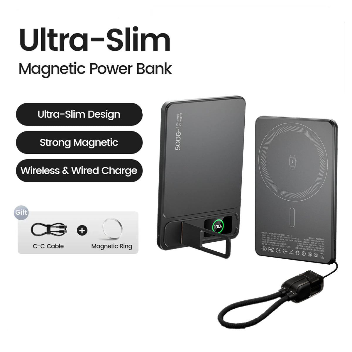 Batterie Externe Sans Fil Magnétique pour Charger iPhone