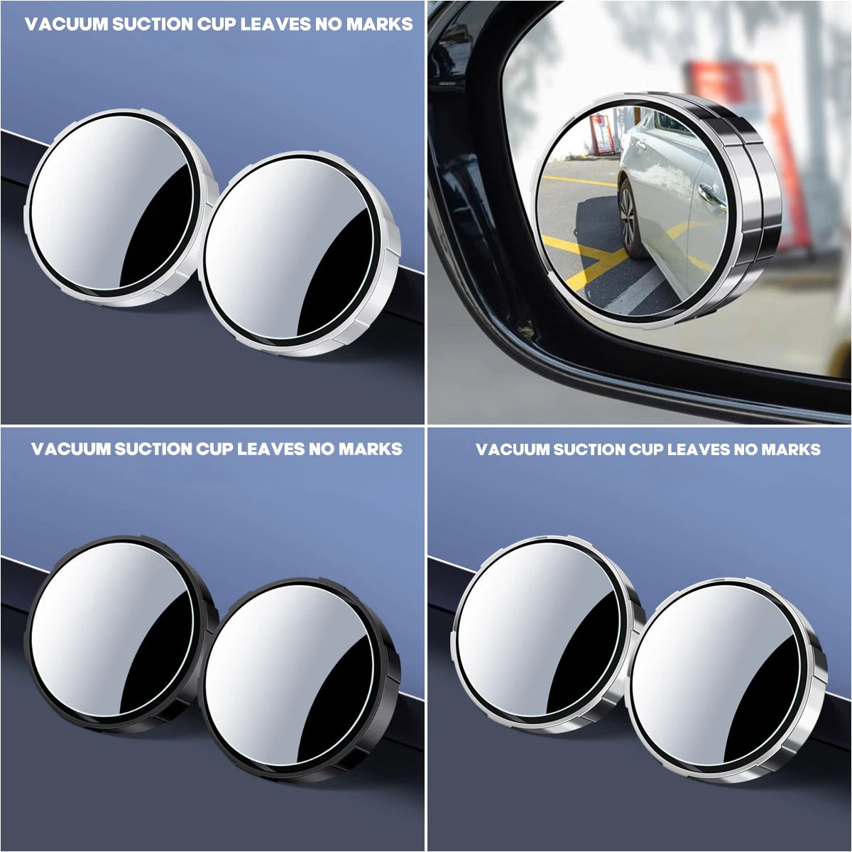 360° Wide Angle Car Side Mirror with Suction Cup – Blind Spot Eliminator