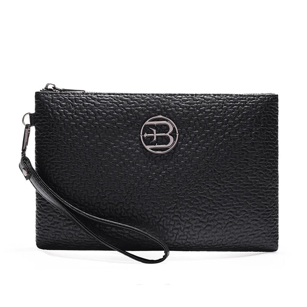 Men's Soft PU Leather Clutch Bag with Zipper Closure