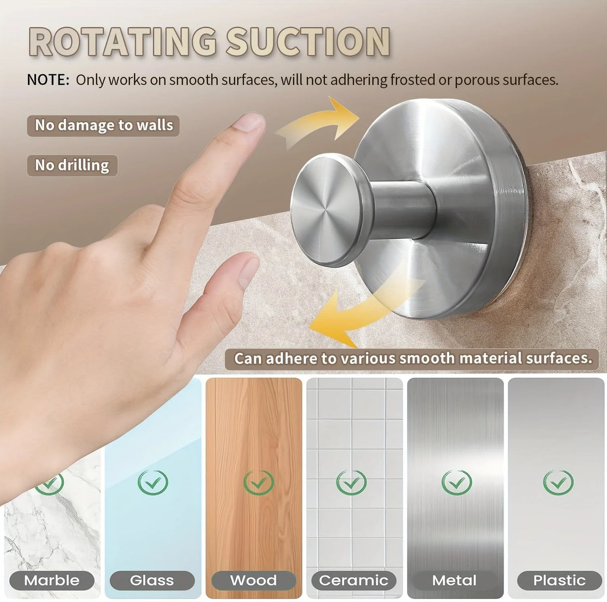 Suction Cup Hooks for Bathroom, Kitchen, and Glass Surfaces