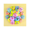 A collection of colorful face-changing stress relief squishy toys in various pastel colors and shapes.