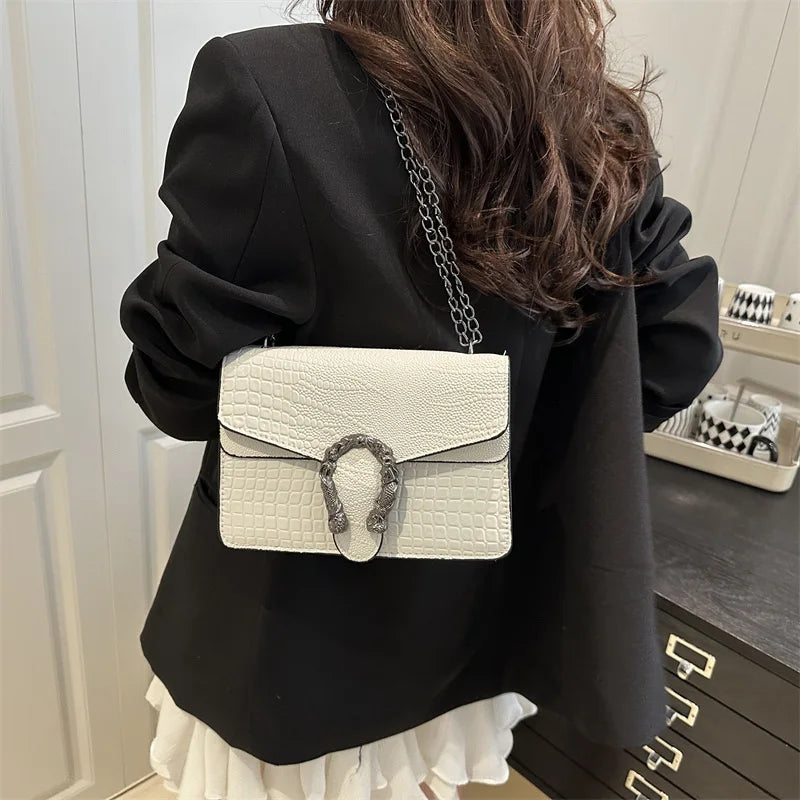 Retro Schlangenmuster Quadratische Crossbody-Tasche