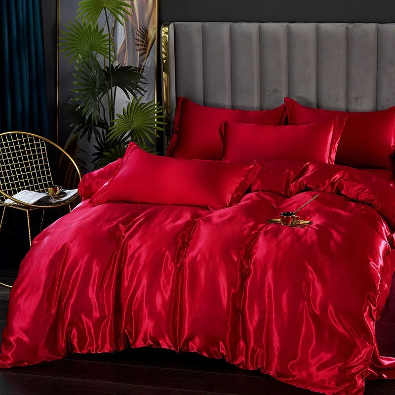 Luxuriöses Satin-Bettwäsche-Set mit Bettbezug
