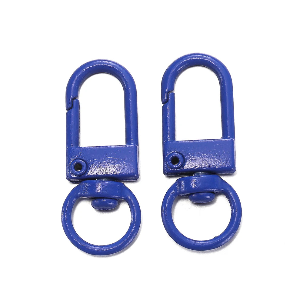 A pair of blue alloy lobster clasp hooks for DIY jewelry making