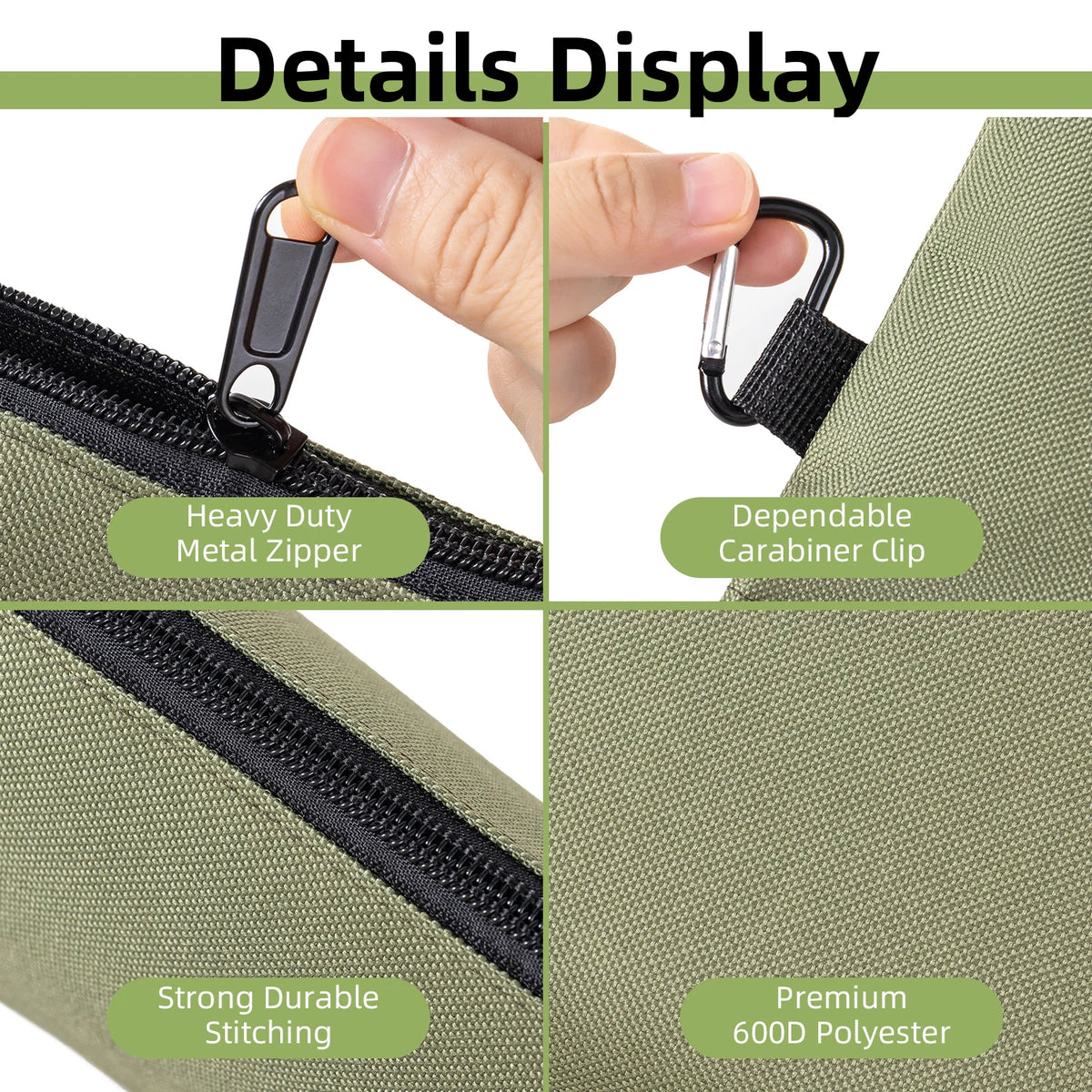 Portable Tool & Organizer Roll-Up Storage Bag with Secure Zipper
