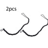 Two black bungee tethers with carabiner hooks shown against a white background.