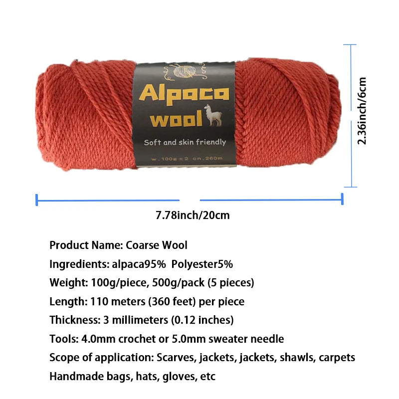Chunky Alpaca Wool Knitting Yarn – 500g Multi-Color Set for Cozy Winter Projects