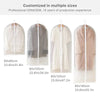 Four professional OEM/OEM sized transparent zippered garment storage bags displayed in various sizes.