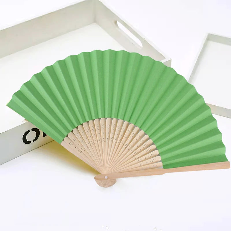 Classic Bamboo Folding Fan with Blank Canvas Design