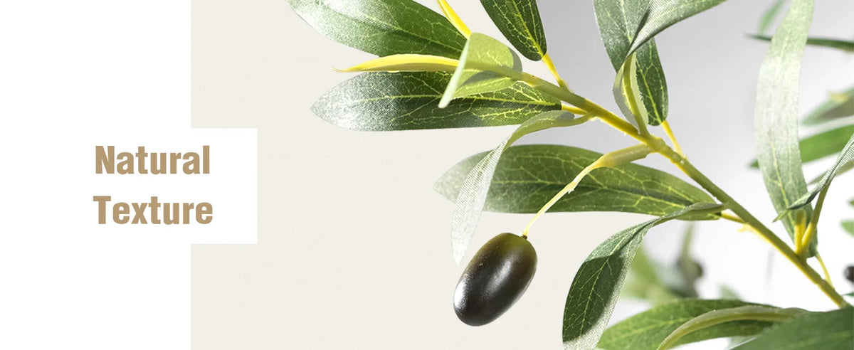 Lifelike Artificial Olive Tree in Black Pot with Natural Wood Trunk