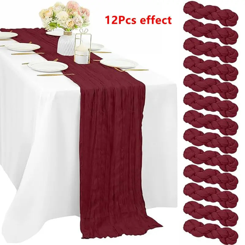 Green Bohemian Cheesecloth Table Runner