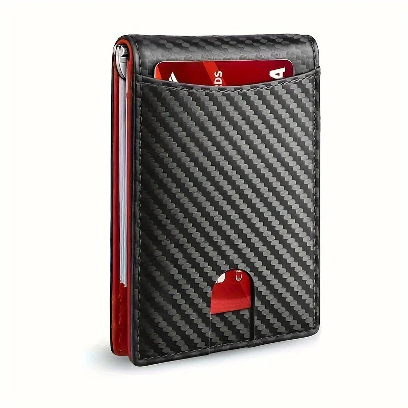 Slim Leather RFID Blocking Wallet with Money Clip