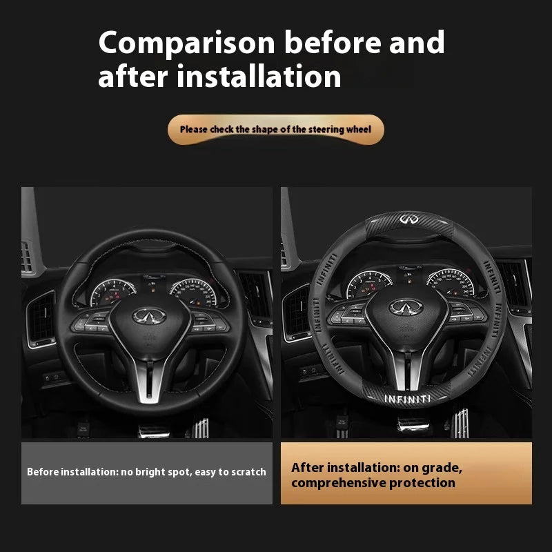 Carbon Fiber Leather Steering Wheel Cover for Infiniti Models