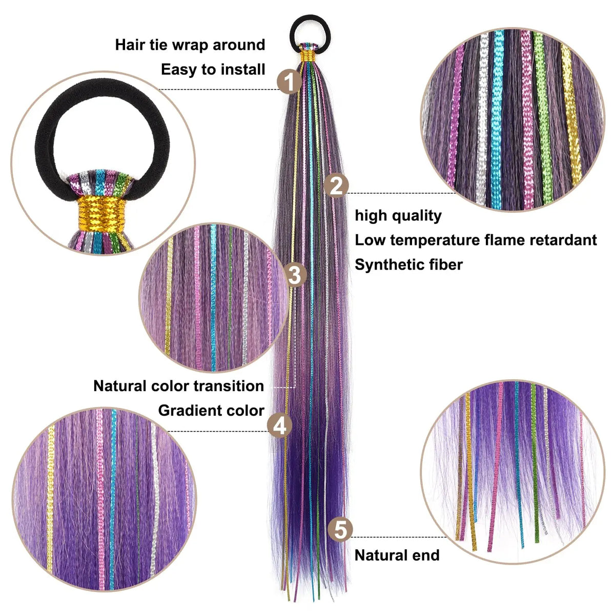 Long Straight Ombre Ponytail Extension