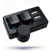 Black mini mechanical keyboard with RGB backlight and a multimedia knob, showing the top surface.