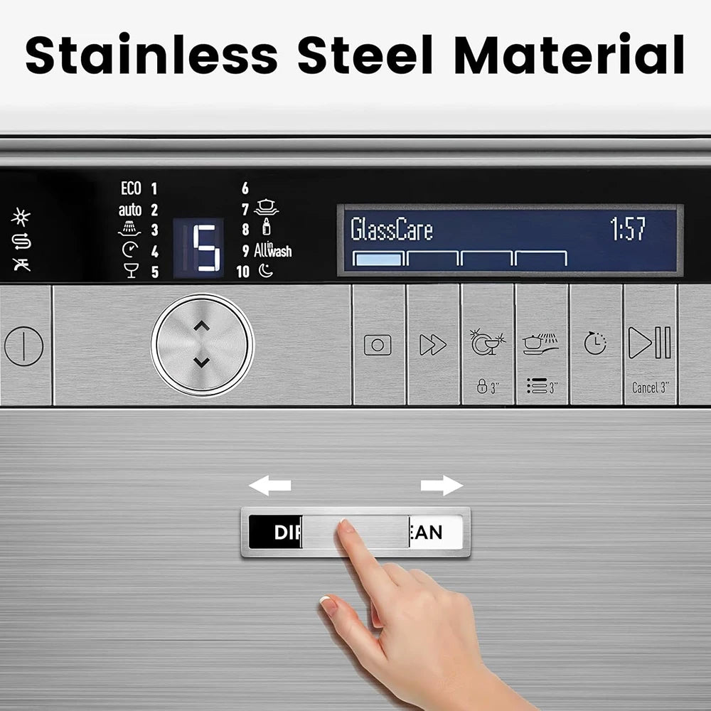 Clean/Dirty Dishwasher Magnet Sign – Stainless Steel, Easy-Slide Indicator