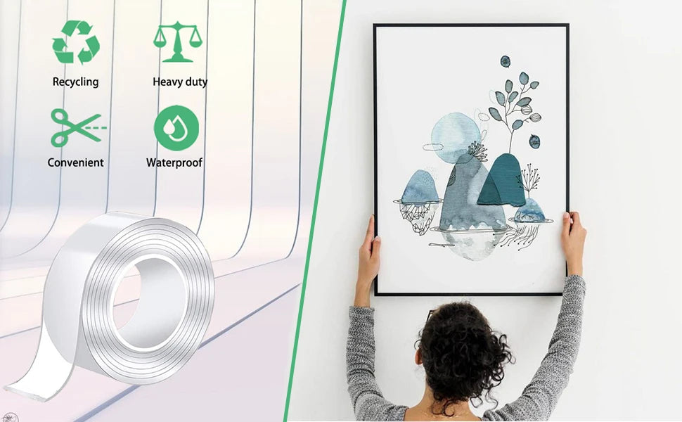 Transparent Double-Sided Nano Tape – Strong, Waterproof & Reusable