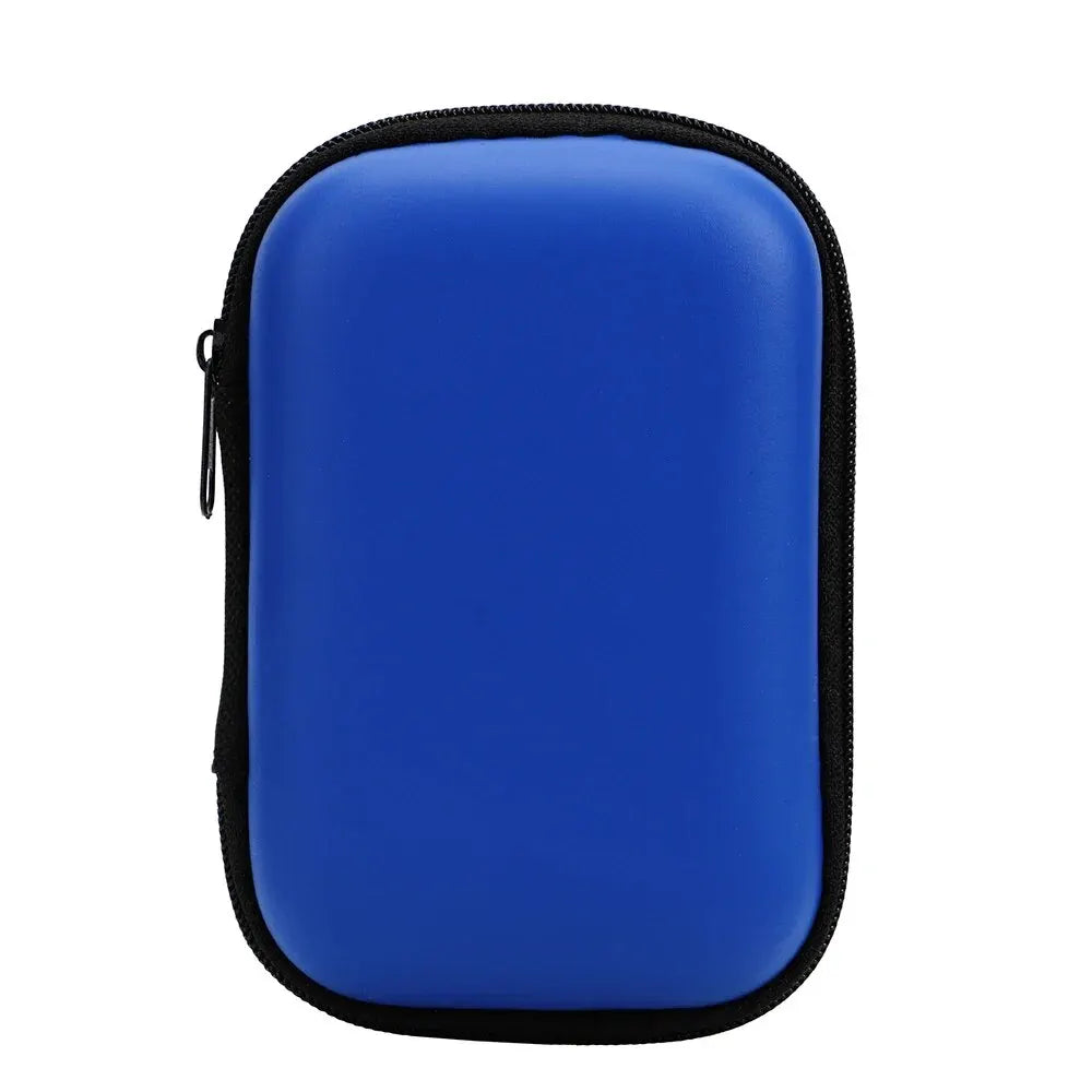 A royal blue zippered pouch designed to organize cables and electronic accessories.