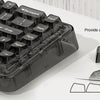 A close-up view of an ergonomic MDA profile keycap set for a keyboard, showing individual keycaps and a sample layout.