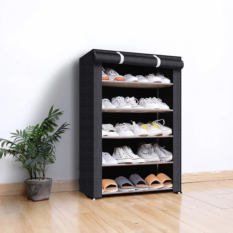 Étagère à chaussures multicouche avec couvercle anti-poussière