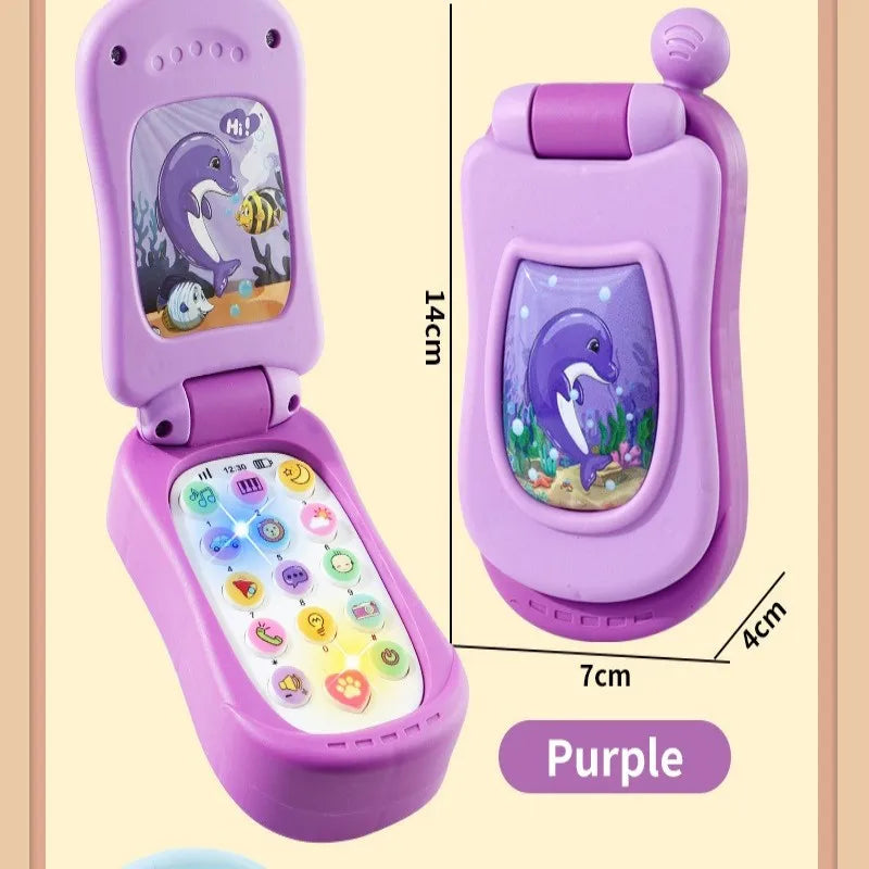 Kids' Cartoon Flip Phone Toy with Music and Learning Games
