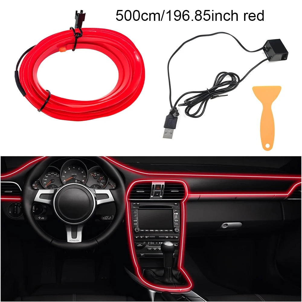 USB Powered EL Wire Ambient Light Strip for Car Interior