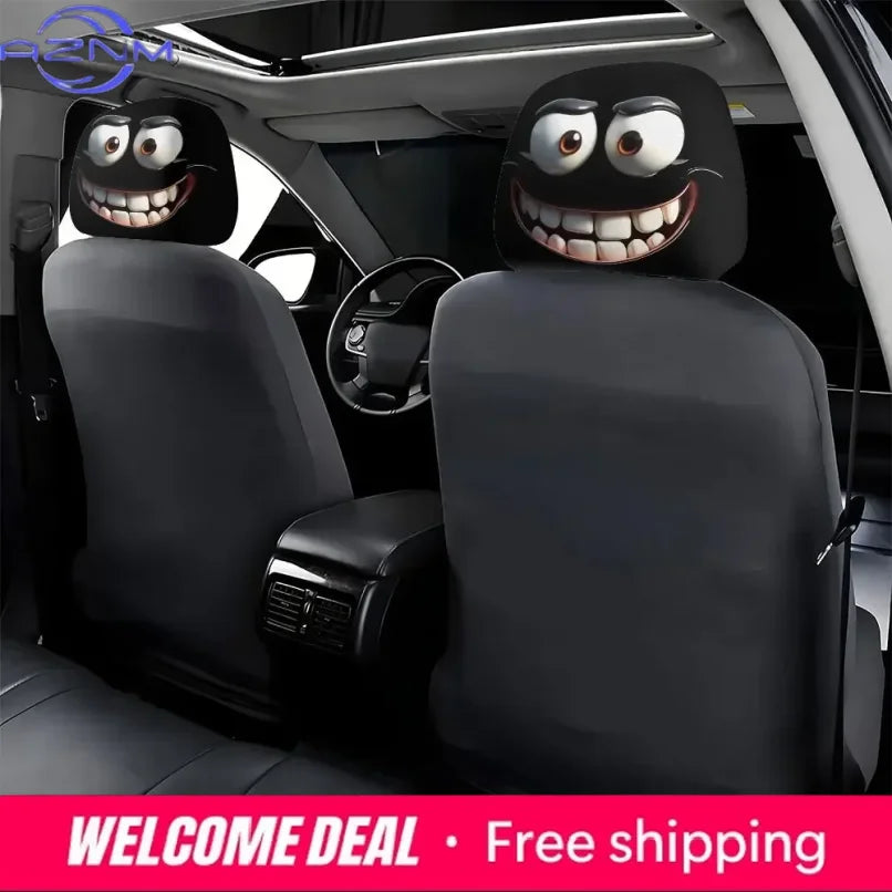 Cartoon Big-Eyed Car Headrest Cover Set (2 Pack)