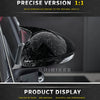 Gloss black mirror covers for an Alfa Romeo Stelvio or Giulia vehicle, showing a precise 1:1 mold opening.