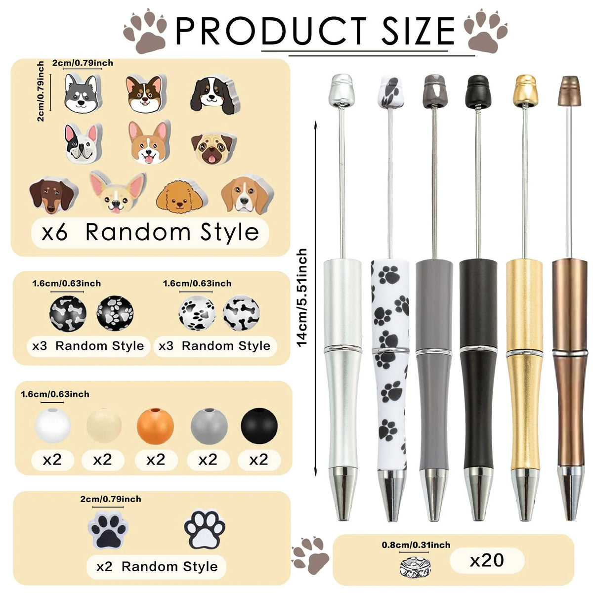 DIY Beaded Acrylic Ballpoint Pen Kit with Rotating Gradient Design