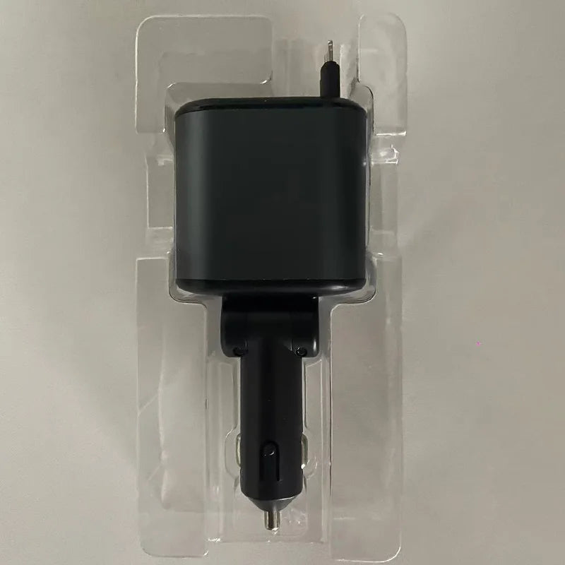 Retractable Car Charger with Starry Sky Spotlight – 4-in-1 Fast Charging