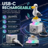 A white seagull figure keychain featuring a rechargeable LED light and USB-C charging port.
