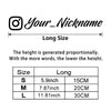 A chart showing the height proportions of a custom name motorcycle helmet decal sticker in sizes S, M, and L with correspondi