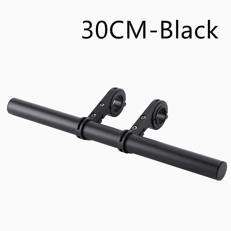 Black 30cm aluminum alloy bicycle handlebar extender mount.