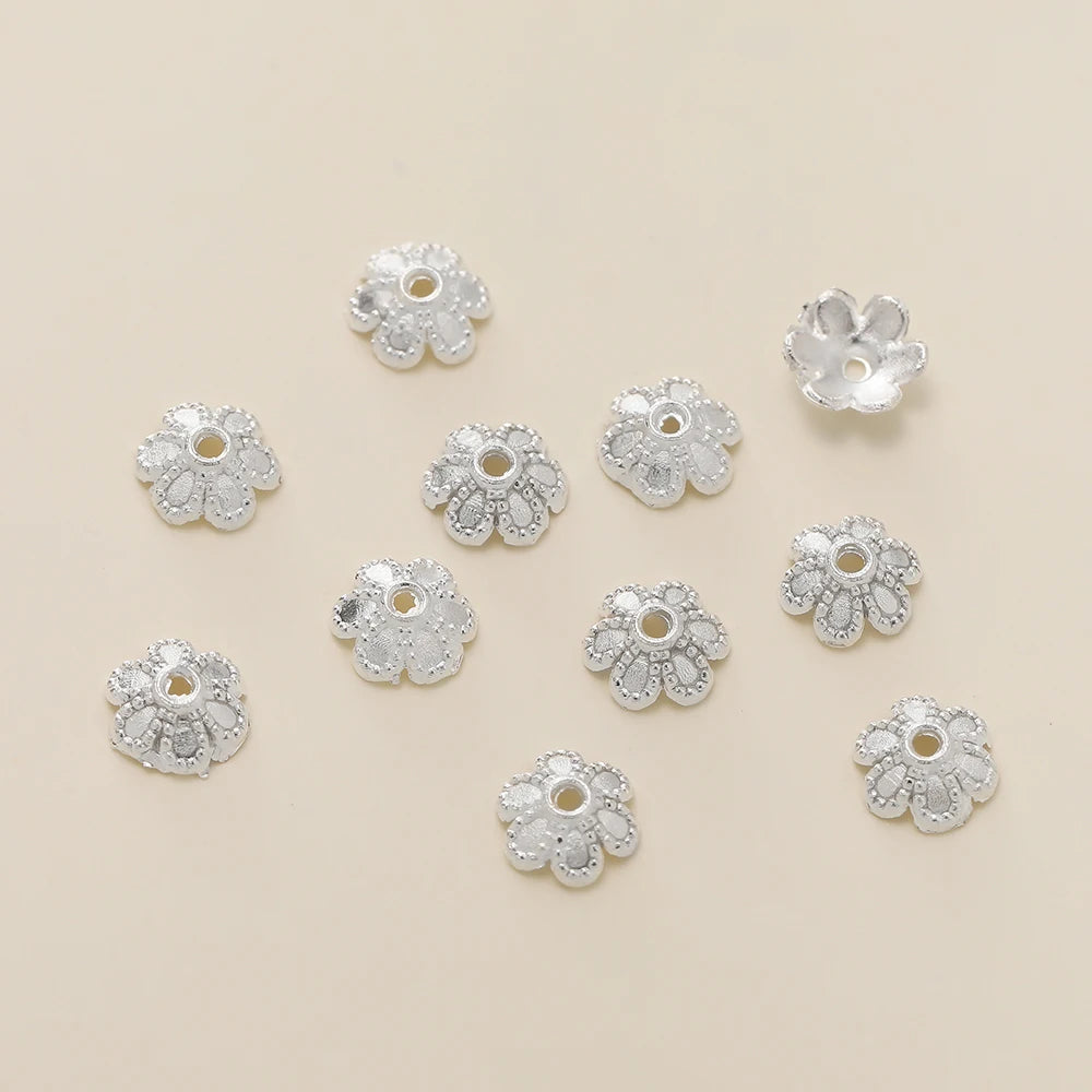 Decorative Flower Bead Caps for Jewelry Making – 50 Pack