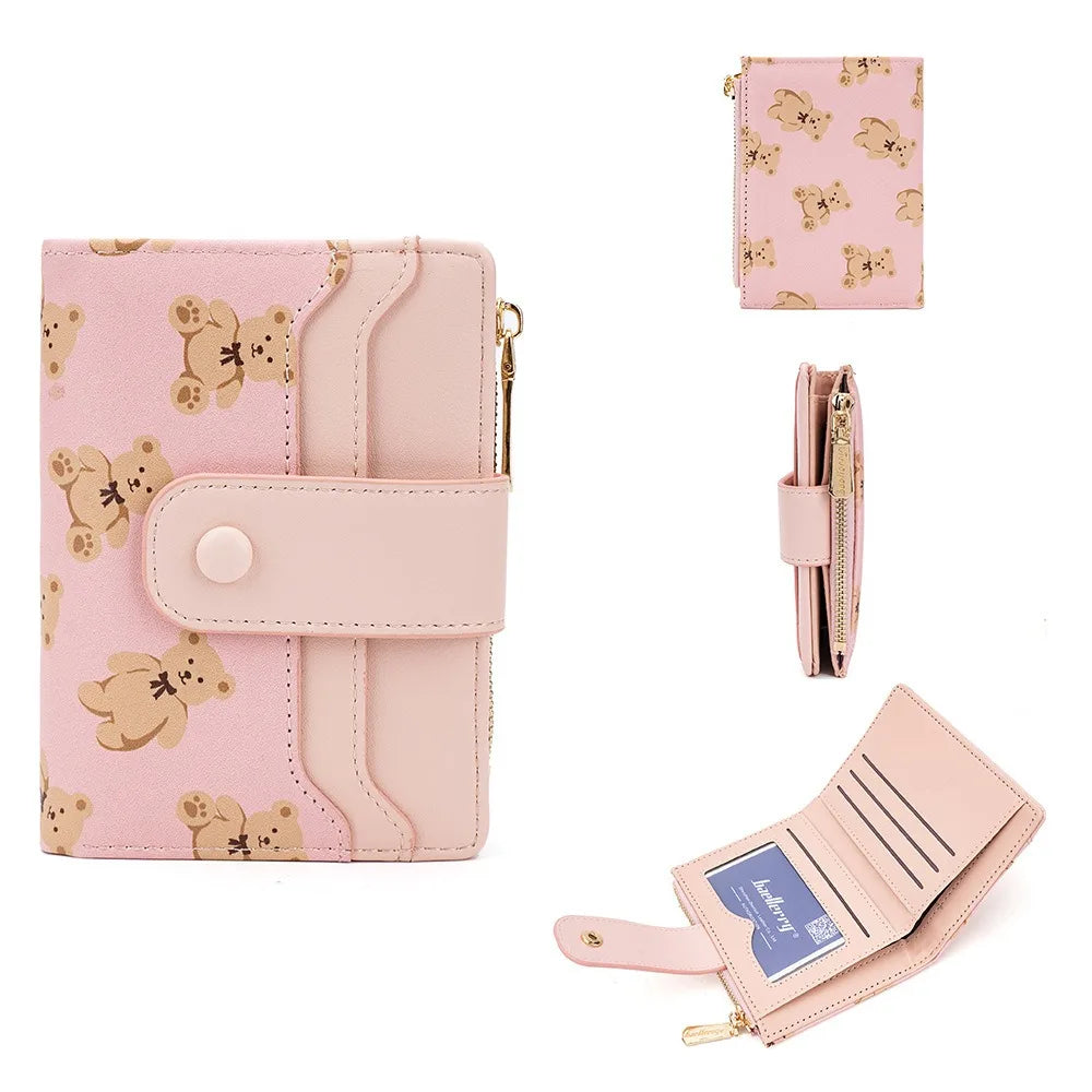 Compact PU Leather Wallet for Women with Card Slots and Coin Pocket