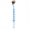 A light blue silicone pacifier clip with an anti-lost chain and a wooden top.