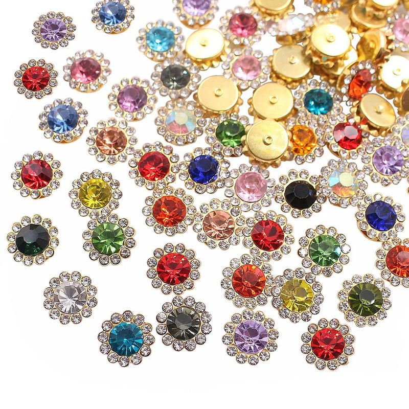 Gold Claw Sunflower Rhinestones for Sew-On Crafts