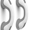 A pair of white vacuum suction grab bars for bathroom safety, shown from the side.