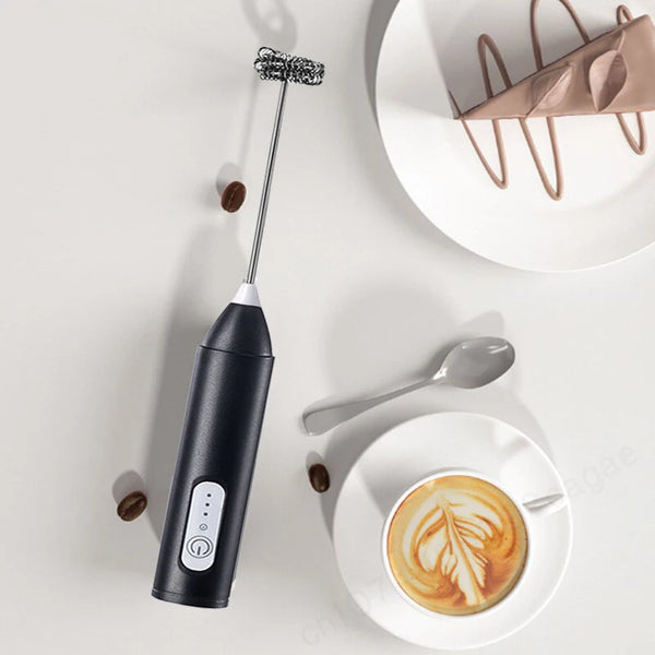 Wireless USB-C Milk Frother & Handheld Blender – Stainless Steel