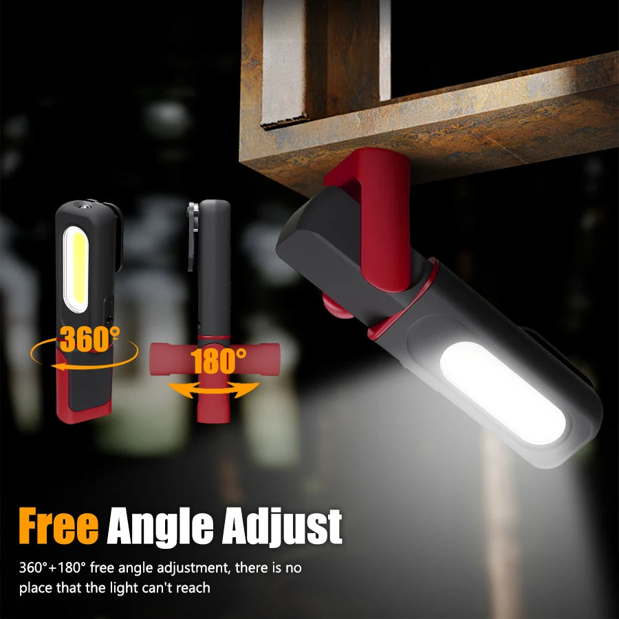 Rechargeable COB Work Light with Magnetic Base and Hanging Hook
