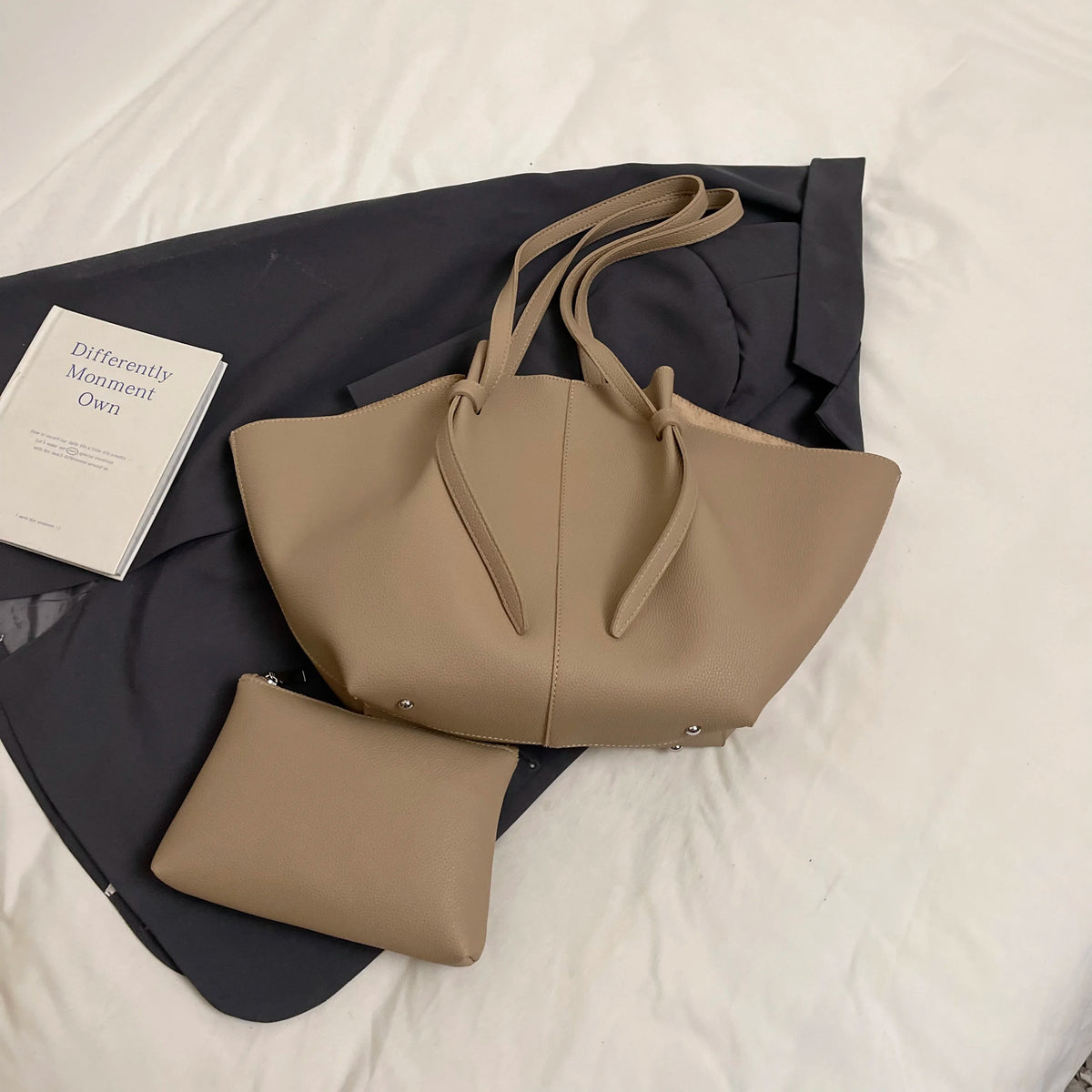 Soft PU Leather 2-in-1 Tote Bag Set for Women