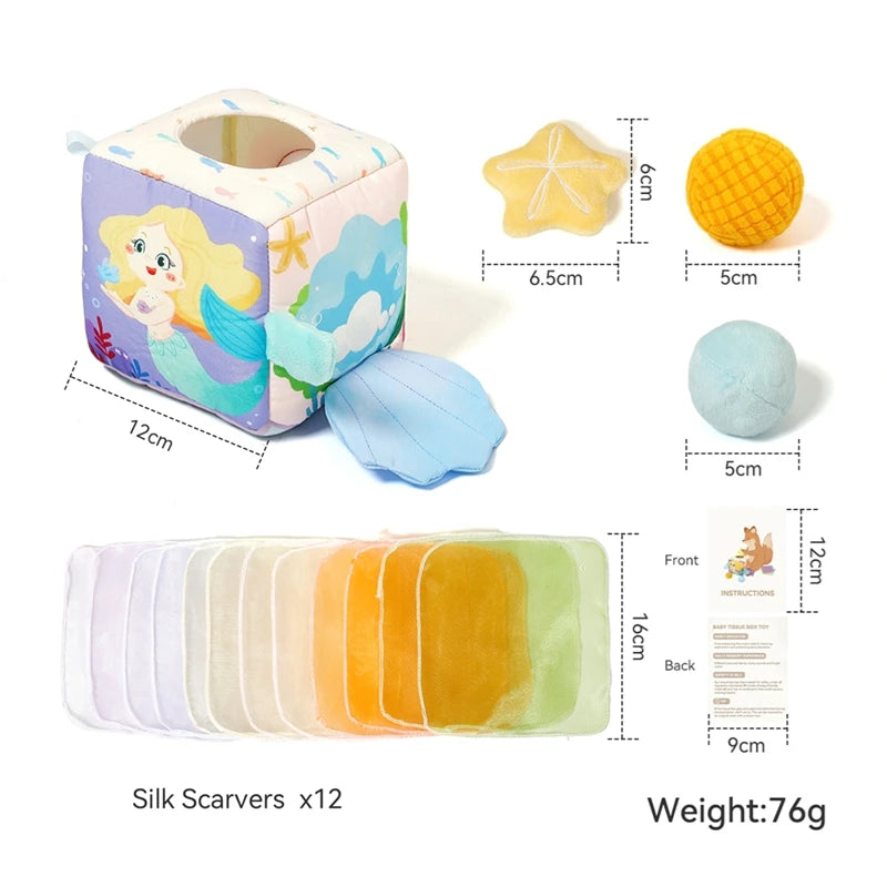 Montessori Sensory Tissue Box Toy with Soft Scarves