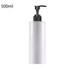 A white 500ml refillable shampoo and lotion dispenser bottle with a black pump top.