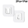 A set of two white invisible adhesive hooks for removable wall mounting.