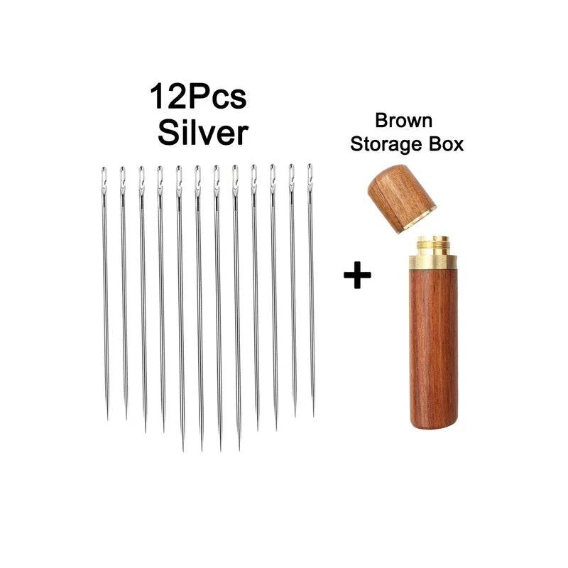 Self-Threading Sewing Needles Set, 12 Pack for Easy Hand Stitching